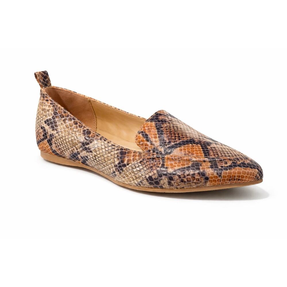 NEST Socialite Orange Snake Print Flats Loafers Women Size 8 Slip On Comfort NIB